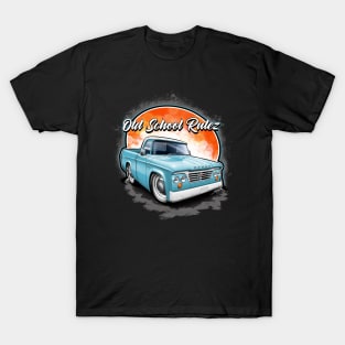 Old School Rulez Dodge D100 Truck Blue T-Shirt